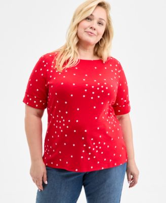 Style & Co - Plus Size Striped Elbow-Sleeve Knit Top