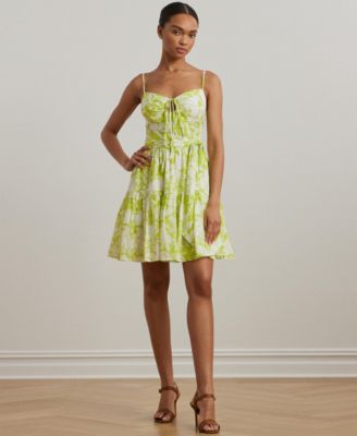 Lauren Ralph Lauren - Women's Floral Belted Voile Sleeveless Dress