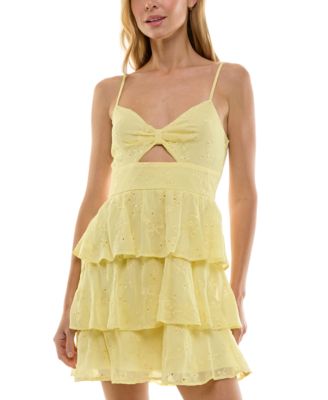 Trixxi - Juniors' Keyhole-Front Tiered Sleeveless Mini Dress
