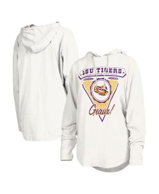 Pressbox - Women's White LSU Tigers San Bruno Hoodie Long Sleeve T-Shirt