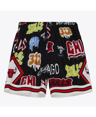 Mitchell & Ness - Men's Black Chicago Bulls 1998/99 Hardwood Classics Slap Sticker Swingman Shorts