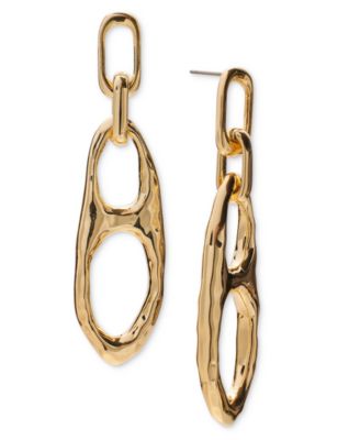 Style & Co - Gold-Tone Hammered Link Linear Drop Earrings