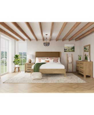 Furniture - Davie 3-Pc. Queen Set (Leather Bed, Dresser & 3-Drawer Nightstand)