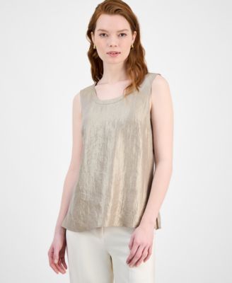 Kasper - Women's Shimmer Twill Scoop-Neck Sleeveless Top