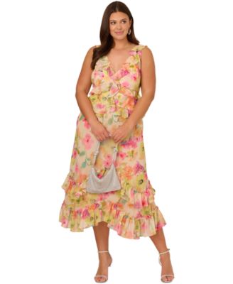 Adrianna - Plus Size Ruffle-Trim Sleeveless Dress
