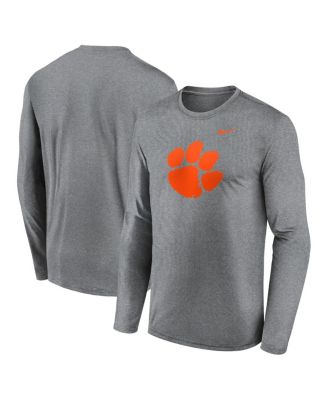 Nike - Men's Heather Gray Clemson Tigers Primetime Primary Legend Long Sleeve T-Shirt