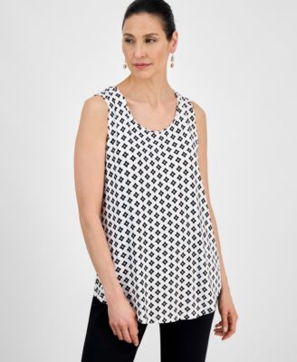 JM Collection - Women's Brooke Geo-Print Relaxed Tank Top
