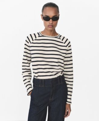 MANGO - Women's Striped Round-Neck Sweatshirt