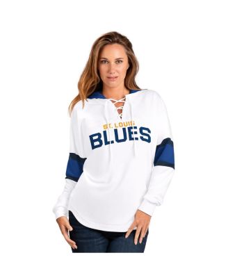 G-III 4Her by Carl Banks - Women's White St. Louis Blues Goal Zone Long Sleeve Lace-Up Hoodie T-Shirt