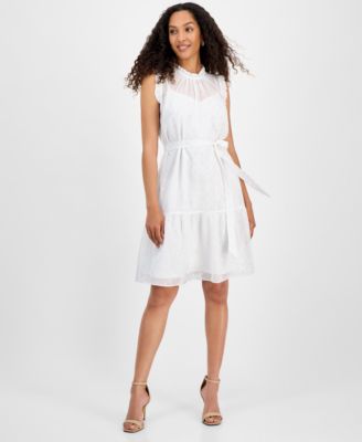 julia jordan - Women's High-Neck Sleeveless Tie-Waist Dress