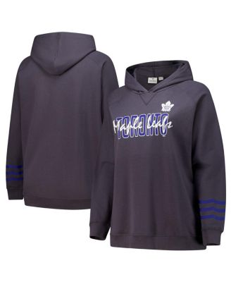 Fanatics - Women's  Charcoal Toronto Maple Leaves Plus Size Lightweight Fleece Raglan Pullover Hoodie