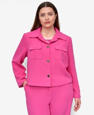 DKNY - Plus Size Aero Crepe Button-Front Jacket