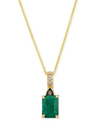 Le Vian - Costa Smeralda Emeralds (1-1/5 ct. t.w.) & Diamond (1/20 ct. t.w.) Adjustable 20" Pendant Necklace in 14k Gold