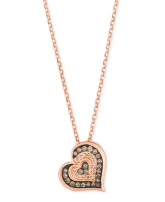 Le Vian - Chocolate Diamond & Nude Diamond Heart 19" Pendant Necklace (3/8 ct. t.w.) in 14k Rose Gold