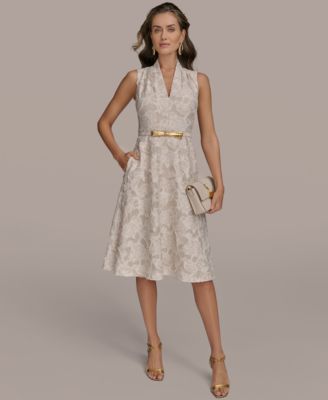 Donna Karan New York - Women's Belted Jacquard Dress
