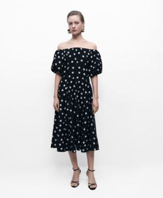 MANGO - Women's Strapless Polka Dot Dress