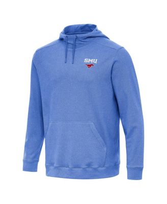 Antigua - Men's Heather Royal SMU Mustangs Cloud Pullover Hoodie