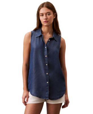 Calvin Klein Jeans - Women's Sleeveless Button-Down Shirt