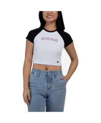 Hype And Vice - Women's Black Inter Miami CF Homerun Cropped Raglan T-Shirt