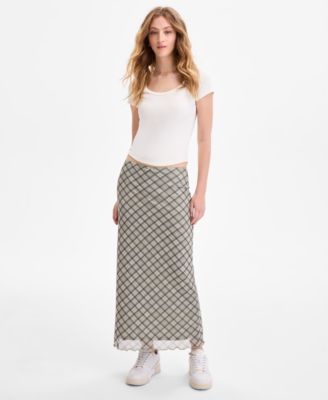 Hippie Rose - Juniors' Plaid Maxi Skirt