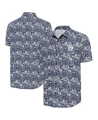 Antigua - Men's Navy Detroit Tigers Resort Button-Up Shirt