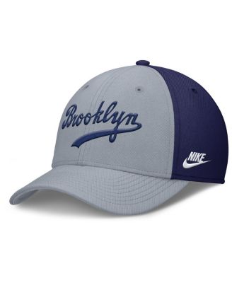 Nike - Men's Gray/Navy Brooklyn Dodgers Rise Swoosh Performance Flex Hat