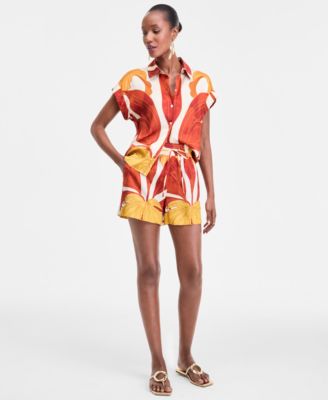 I.N.C. International Concepts - Women's Printed Drawstring Shorts, Exclusively at Macy's