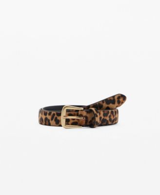 MANGO - Women's Leopard Leather Belt