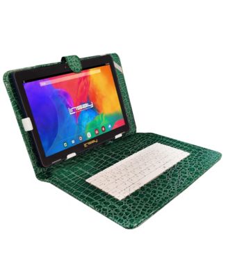 LINSAY - 10.1" Quad Core 32GB Android 10 Tablet Bundle with Red Square Leather Case