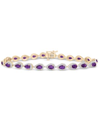 Macy's - Amethyst (4 ct. t.w.) & Diamond (1/2 ct. t.w.) Bracelet in 14k Yellow Gold