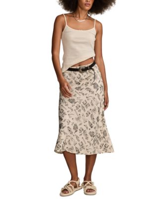 Lucky Brand - Women's Sketch-Print Midi Slip Skirt