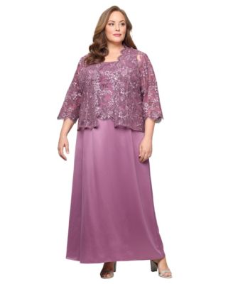 Alex Evenings - Plus Size Stretch Tulle 3/4-Sleeve Jacket Dress