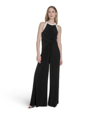Vince Camuto - Women's Halter Twist-Front Wide-Leg Jumpsuit
