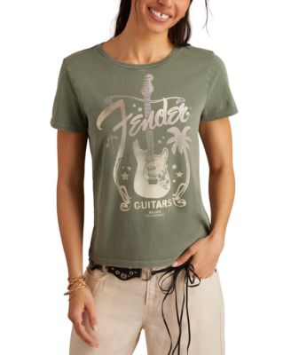 Lucky Brand - Women's Fender Guitar Palms Cotton Classic Crewneck T-Shirt