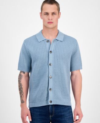Sun + Stone - Men's Cooper Short Sleeve Textured Knit Button-Front Sweater