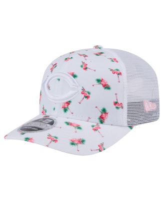 New Era - Men's White Cincinnati Reds Flamingo Mesh Back 9SEVENTY Stretch-Snap Hat