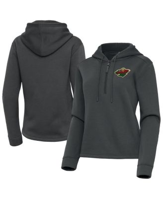 Antigua - Women's Pewter Minnesota Wild Contemporary Quarter-Zip Hoodie