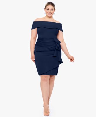 XSCAPE - Plus Size Off-The-Shoulder Ruffled Dress