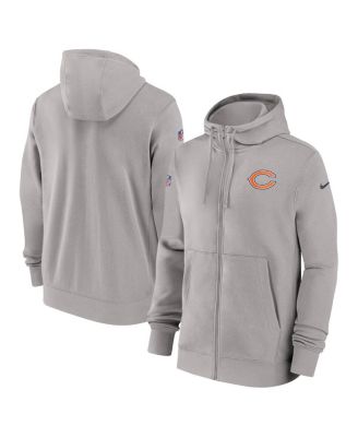 Nike - Men's Gray Chicago Bears 2023/24 Sideline Club Full-Zip Hoodie
