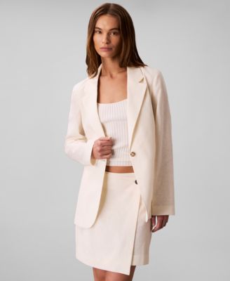Calvin Klein - Women's Linen Blend One-Button Blazer