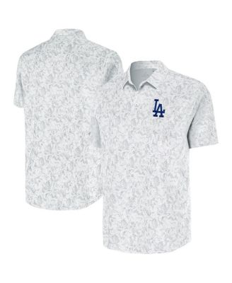 Antigua - Men's White Los Angeles Dodgers Lush Button-Up Shirt