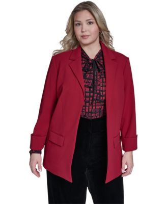 Calvin Klein - Plus Size Open Front Rollback Cuff Jacket