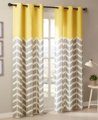Intelligent Design - Alex 42" x 63" Colorblock Chevron Print Insulated Curtain Set