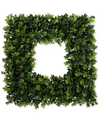 Pure Garden - Faux Boxwood 16.5" Square Wreath