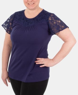 NY Collection - Lace-Contrast Top