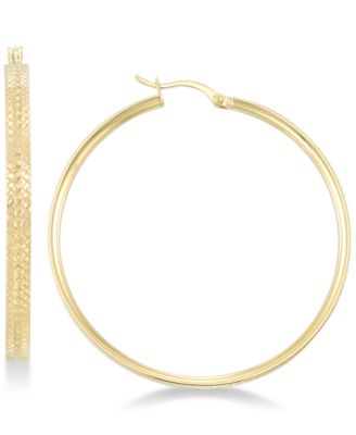 Simone I. Smith - Textured Hoop Earrings in 18k Gold over Sterling Silver