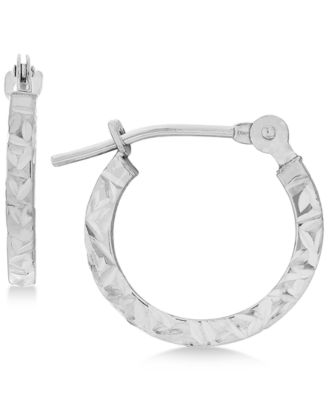 Macy's - Children's Textured Hoop Earrings in 14k White Gold