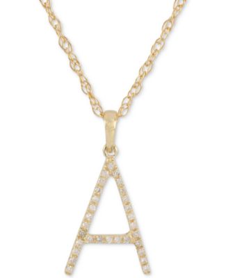 Macy's - Diamond (1/10 ct. t.w.) Initial Pendant Necklace in 10k Gold, 16" + 2" extender