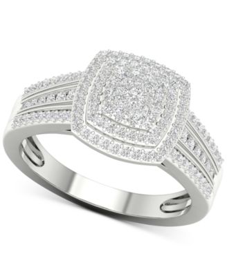Macy's - Diamond Cluster Ring (1/2 ct. t.w.) in Sterling Silver