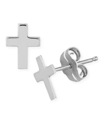 Macy's - Flat Cross Stud Earrings in 14k White, Yellow or Rose Gold